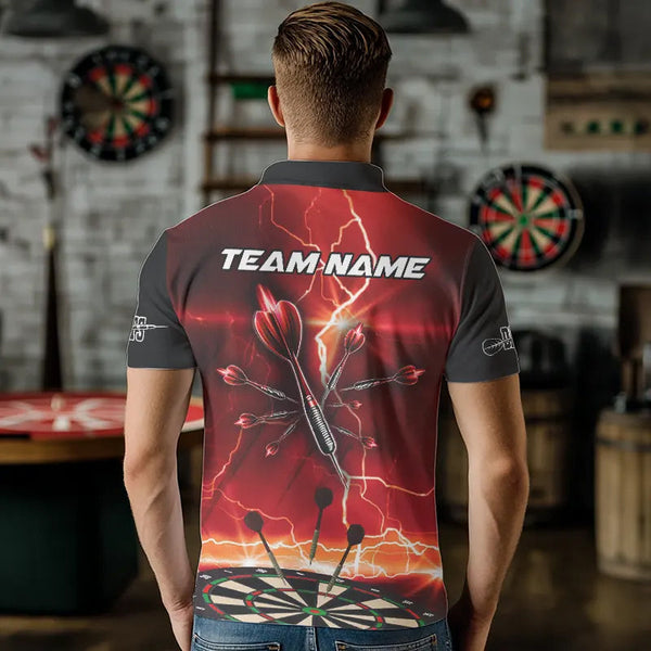 Customized Lightning Dart Shirt With Pocket Option For Men, Red Dart Jersey TDM3674