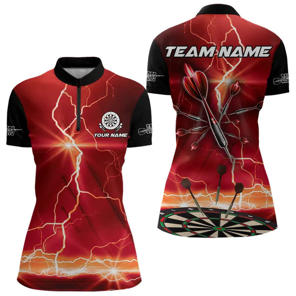 Customized Lightning Dart Shirt With Pocket Option For Women, Red Dart Jersey TDM3674