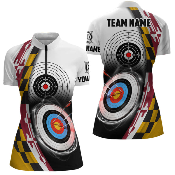 Personalized Maryland Flag 3D Target Archery Shirts For Women Custom Patriotic Archery Team Jerseys TDM1798
