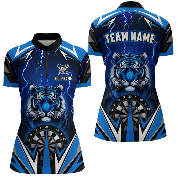 Personalized Tiger 3D Printed Darts Shirts For Women Custom Thunder Lightning Blue Darts Team Jerseys TDM2214