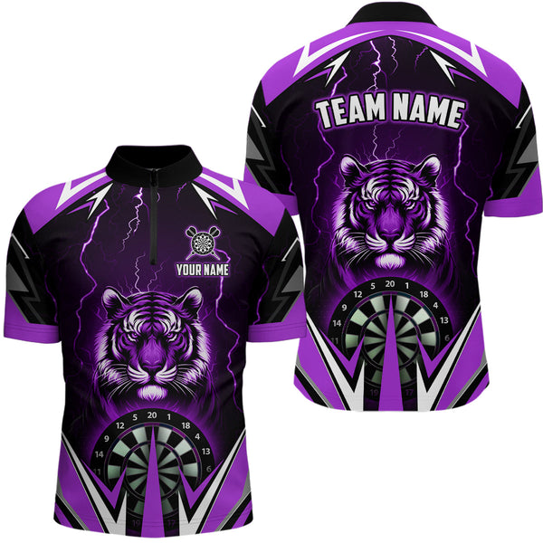 Personalized Tiger 3D Printed Darts Shirts For Men Custom Thunder Lightning Purple Darts  Jersey TDM2479