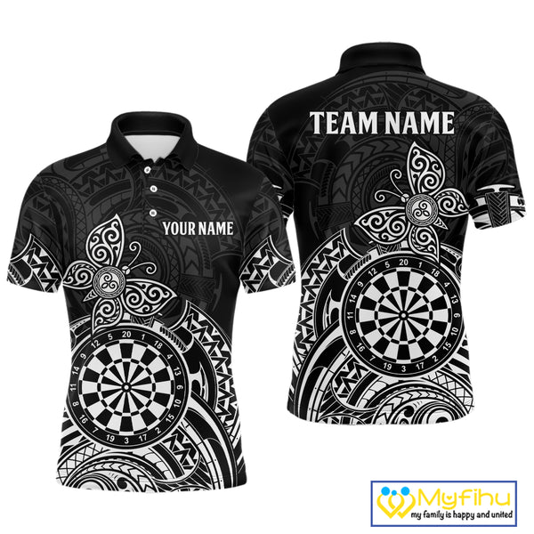 Custom White Black Tribal Dartboard Butterfly Darts Shirts For Men, Darts Team Jerseys Outfit TDM3988