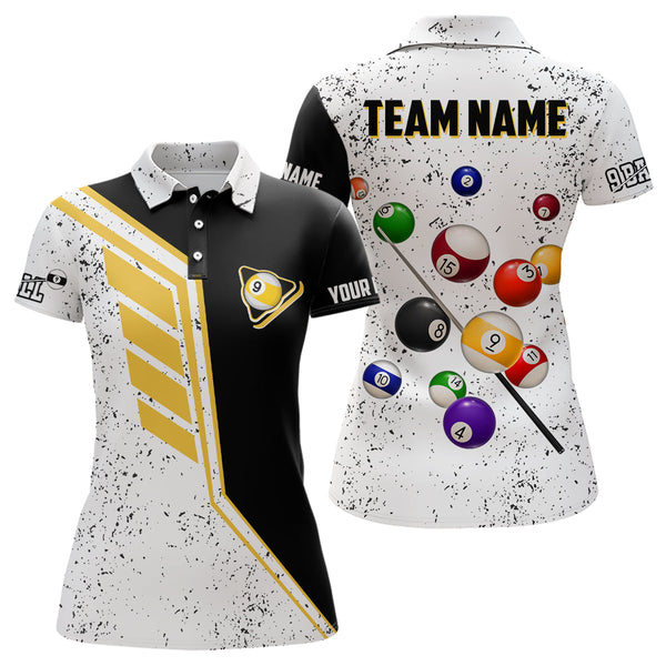 Billiard Balls 9 Ball Pool Grunge Style Custom Billiard Shirts For Women, 9 Ball Billiards Jerseys TDM2090
