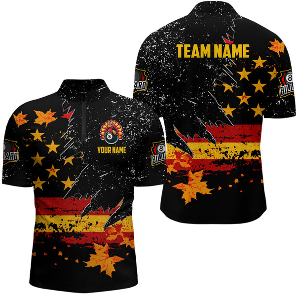 Personalized Retro Autumn American Flag Men Billiard Jerseys Patriotic Thanksgiving Billiard Shirts TDM2820