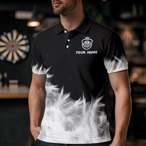 Icy Black White Light Men Darts Polo & Quarter Zip Shirts Custom Dart Shirts For Team Dart Jerseys TDM2832
