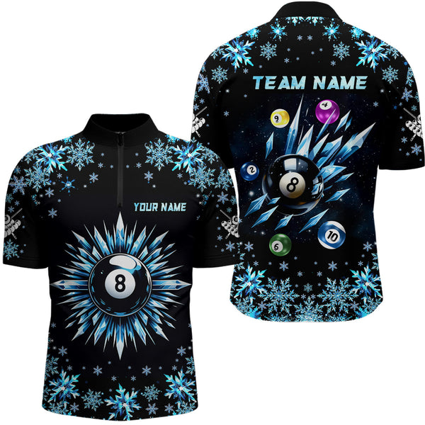 Personalized Blue Frozen 8 Ball Pool Billiard Shirts For Men Custom Billiard Balls Team Jerseys TDM1927