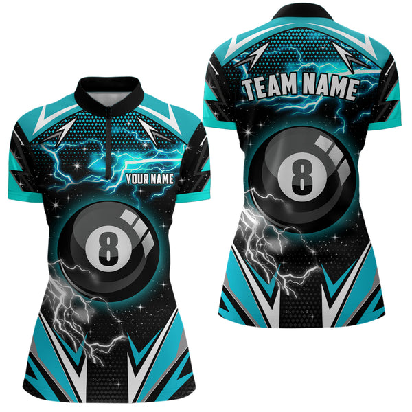 8 Ball Pool Billiard Jerseys For Women Custom Turquoise Billiard Shirts Team League Pool Jerseys TDM1933