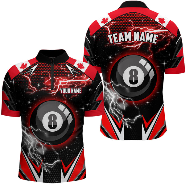 Canada Flag Lightning 8 Ball Billiard Jerseys For Men Custom Patriotic Team League Billiard Shirts TDM1954