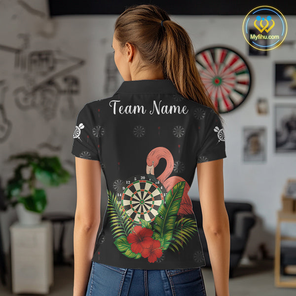 Personalized Tropical Flamingo Darts Shirt For Women Custom Funny Darts Jerseys Custom Darts Gifts TDM4345