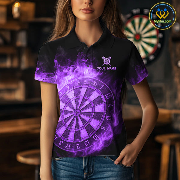 Personalized 3D Purple Dartboard Dragon Flame Dart Shirts For Women Custom Darts Team Jerseys TDM4312