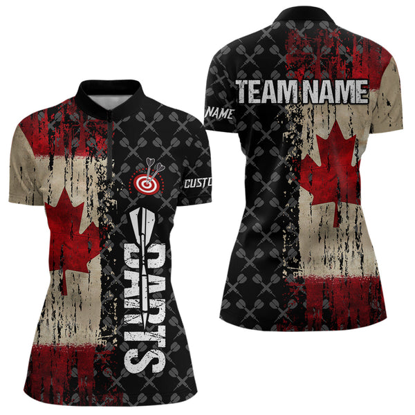 Grunge Vintage Canada Flag Custom Retro Dart Shirts For Women, Pride Team Patriotic Dart Jerseys TDM3691
