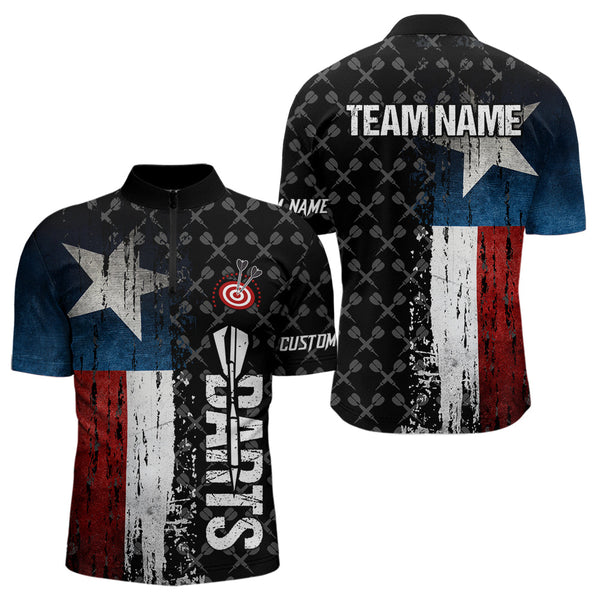 Grunge Vintage Texas Flag Custom Retro Dart Shirts For Men, Pride Team Patriotic Dart Jerseys TDM3692