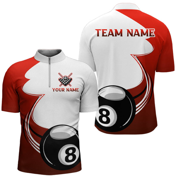 Personalized Billiard Tournament Sport Shirts, 8 Ball Pool Billiard Team Jersey For Men |Red TDM1778