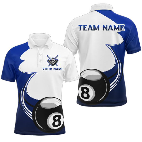 Personalized Billiard Tournament Sport Shirts, 8 Ball Pool Billiard Team Jersey For Men |Blue TDM1779