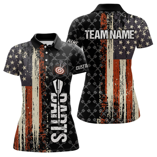 Vintage American Flag Darts Shirt For Women Custom Darts Jersey Pocket Option TDM3516