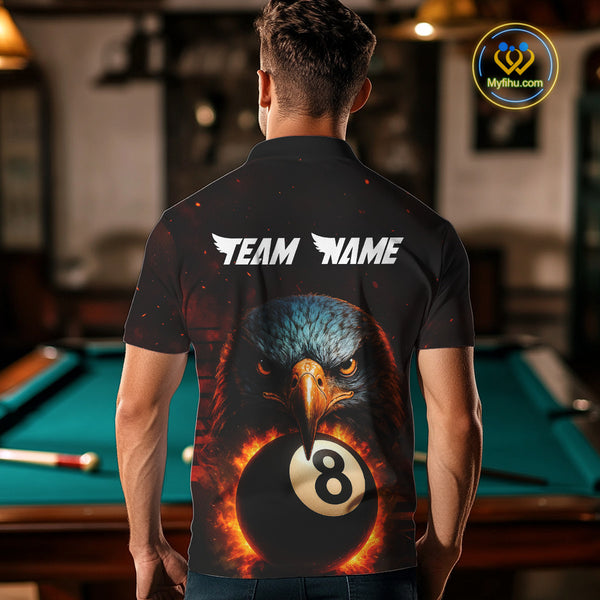Personalized Eagle 8 Ball Fire Billiard Shirts For Men, 8 Ball Pool Team Shirts, Billiard Jerseys TDM4066