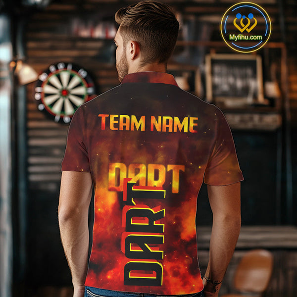 Custom Smoke Flame Darts Team Polo Shirts For Men, Dart Uniform NYN0077