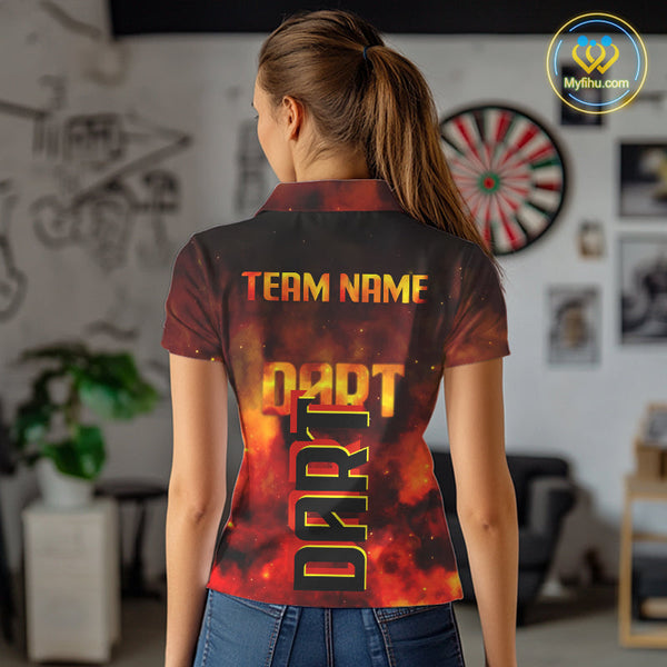 Custom Smoke Flame Darts Team Polo Shirts For Women, Dart Uniform NYN0077