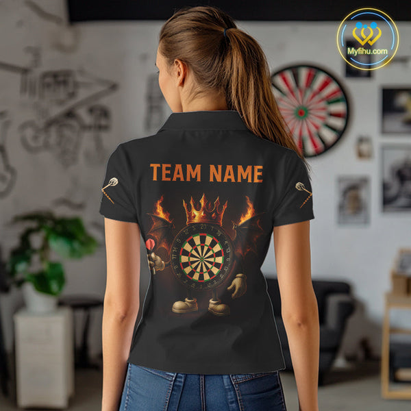 Custom Funny Dartboard Kings Darts Team Women Polo Shirts, Halloween Dart Outfit NYN0094