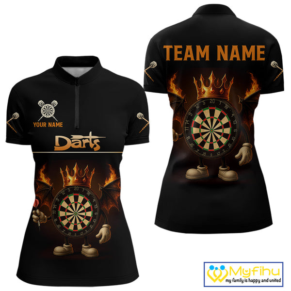 Custom Funny Dartboard Kings Darts Team Women Quarter-Zip Shirts, Halloween Dart Outfit NYN0094