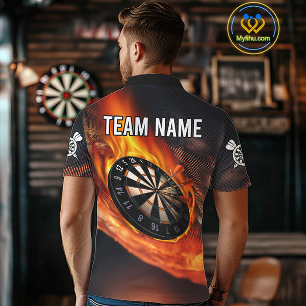 Custom Fire Flame Darts Jerseys, Dartboad Darts Team Polo Shirts For Men NYN0097