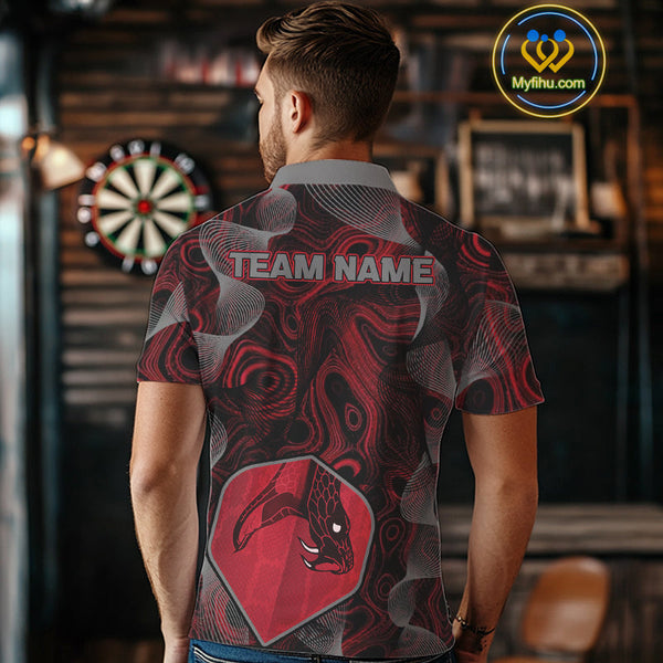 Custom Black And Red Camouflage Dart Cobra Snake Polo Shirt For Men, Dart Jerseys NYN0461
