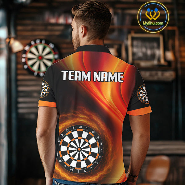 Custom Fire Flame Darts Jerseys, Dartboad Darts Team Polo Shirts For Men NYN0102