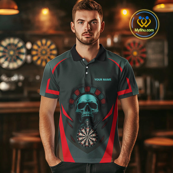Custom Grim Reaper Skull Dart Polo Shirt For Men, Halloween Dart Team Outfit NYN0463