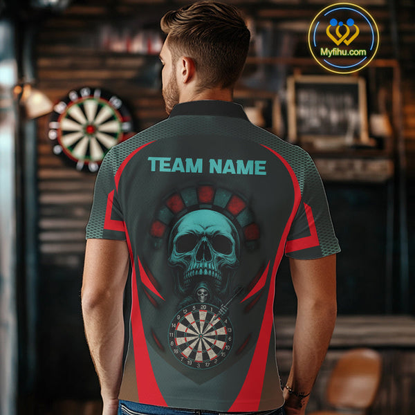 Custom Grim Reaper Skull Dart Polo Shirt For Men, Halloween Dart Team Outfit NYN0463