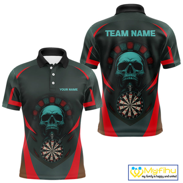 Custom Grim Reaper Skull Dart Polo Shirt For Men, Halloween Dart Team Outfit NYN0463