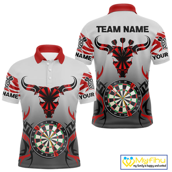 Custom Tribal Bull Dartboard Dart Polo Shirt For Men, Dart League Shirt NYN0516