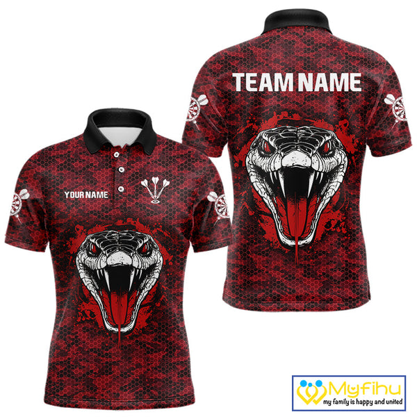 Custom Black And Red Camo Snake Dart Team Polo Shirts For Men, Dart Jersey NYN0279
