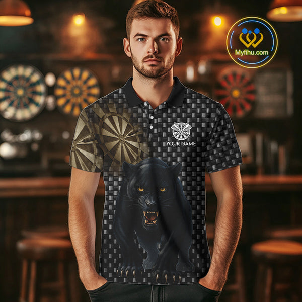 Custom Black Panther Dart Team Polo Shirt For Men, Dart Tournament Shirt NYN0531