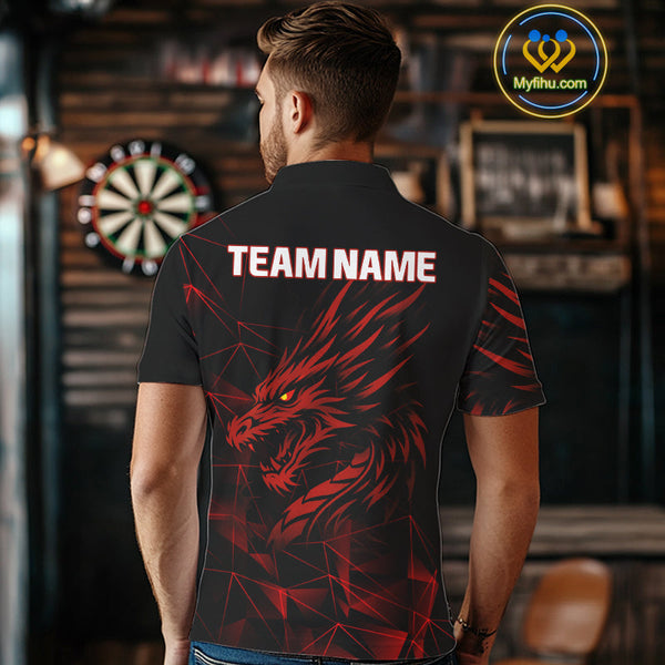 Custom Black And Dragon Dart Team Men Polo Shirts, Dragon Team Dart Jerseys NYN0308