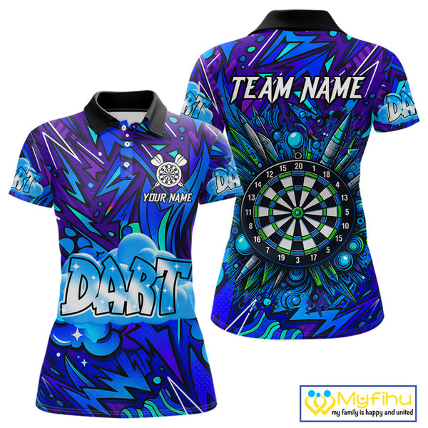 Custom Funny Graffity Dart Polo Shirt For Women, Dart Team Jerseys NYN0570