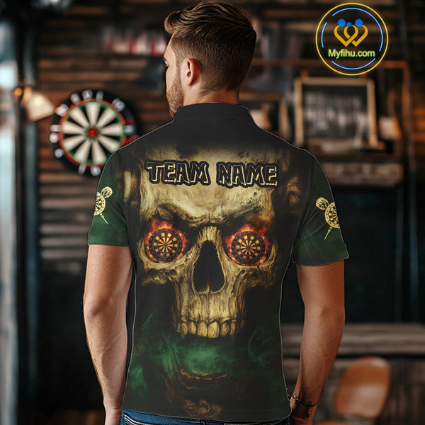 Custom Vintage Skull Dartboard Dart Polo Shirt For Men, Halloween Dart Jersey NYN0573