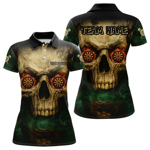 Custom Vintage Skull Dartboard Dart Polo Shirt For Women, Halloween Dart Jersey NYN0573
