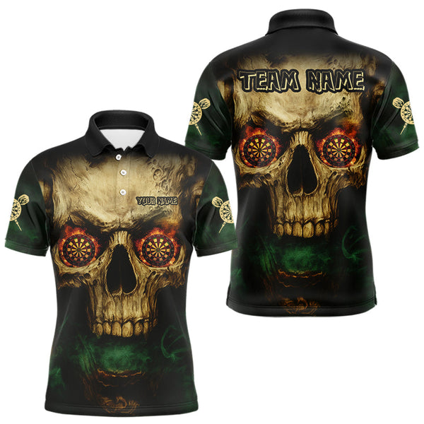 Custom Vintage Skull Dartboard Dart Polo Shirt For Men, Halloween Dart Jersey NYN0573