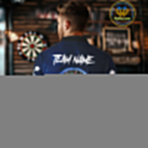 Custom Black And Blue Galaxy Wolf Dart Team Polo Shirt For Men, Dart Jersey NYN0577