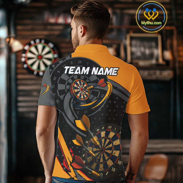 Custom Black And Yellow Dart Jerseys, Dart League Team Polo Shirt For Men NYN0602