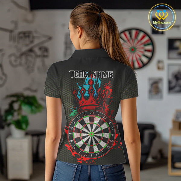Custom Colorful Splatter Dartboard King Crown Dart Polo Shirt For Women NYN0608