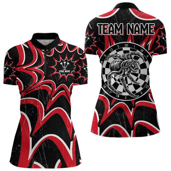 Custom Black And Red Spider Web Halloween Spider Dart Women Quarter-Zip Shirt, Team Shirt NYN0022