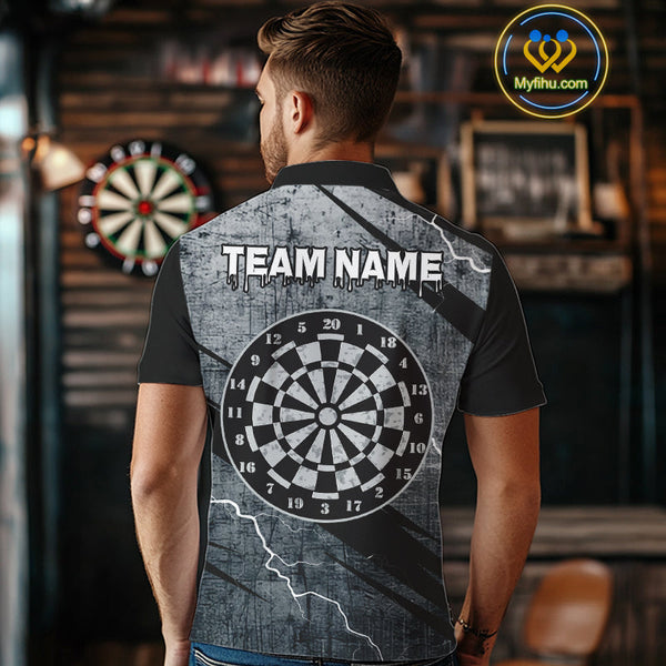 Custom Grunge Thunder Lightning Dart Team Men Polo Shirts, Dart Jerseys NYN0354