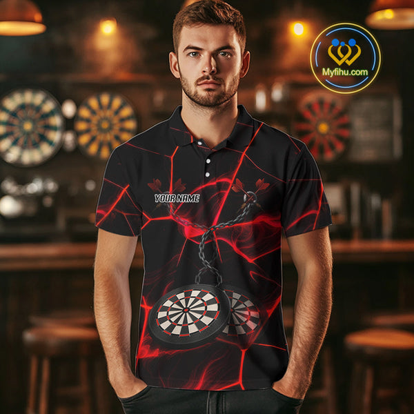 Custom Black And Red Dart Jerseys, Dart Team Polo Shirt For Men NYN0625