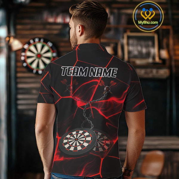 Custom Black And Red Dart Jerseys, Dart Team Polo Shirt For Men NYN0625