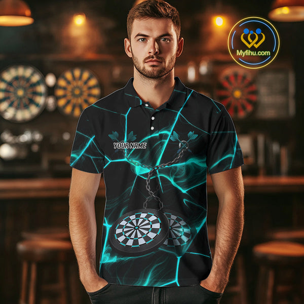 Custom Black And Blue Dart Jerseys, Dart Team Polo Shirt For Men NYN0626