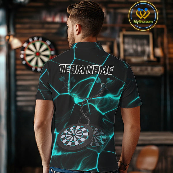 Custom Black And Blue Dart Jerseys, Dart Team Polo Shirt For Men NYN0626
