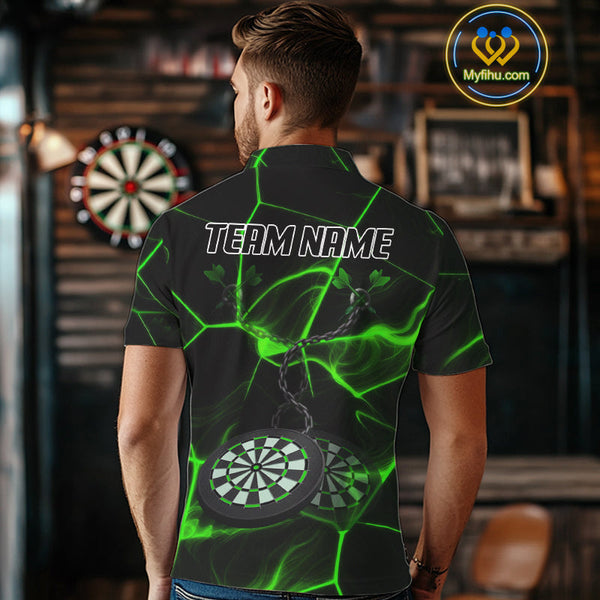 Custom Black And Green Dart Jerseys, Dart Team Polo Shirt For Men NYN0627