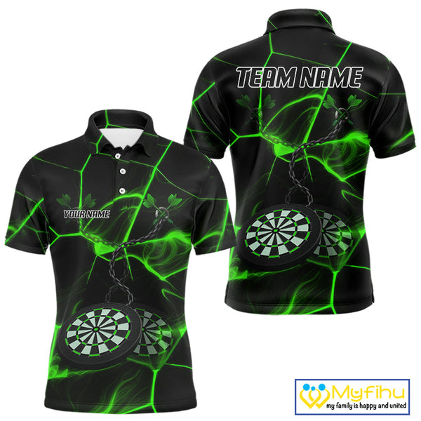 Custom Black And Green Dart Jerseys, Dart Team Polo Shirt For Men NYN0627