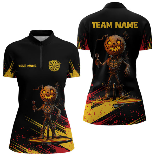Custom Halloween Pumpkin Dart Women Quarter-Zip Shirts For Team, Halloween Dart Outfit NYN0030